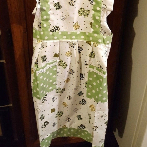 NWT full length dot&bow pattern pinafore bib apron - Picture 2 of 5